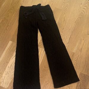 Chic Black Wide Leg Lace Pants